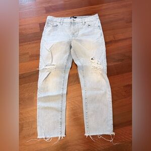 GAP Light Blue Distressed Straight Leg Jeans